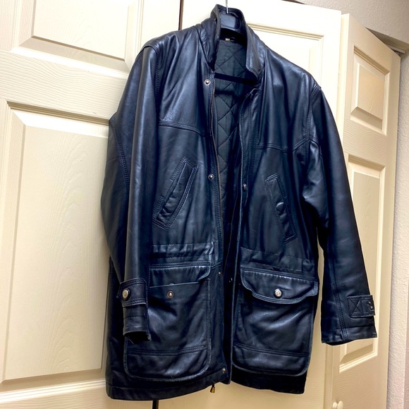 VINTAGE mens Genuine leather coat jacket L
